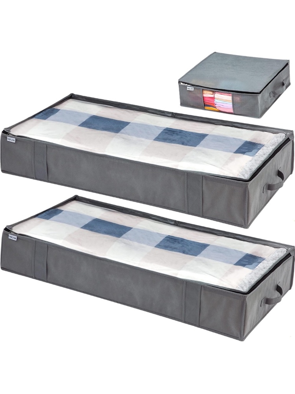 Under Bed Large Storage Bins with Clear Window- 3 pack
